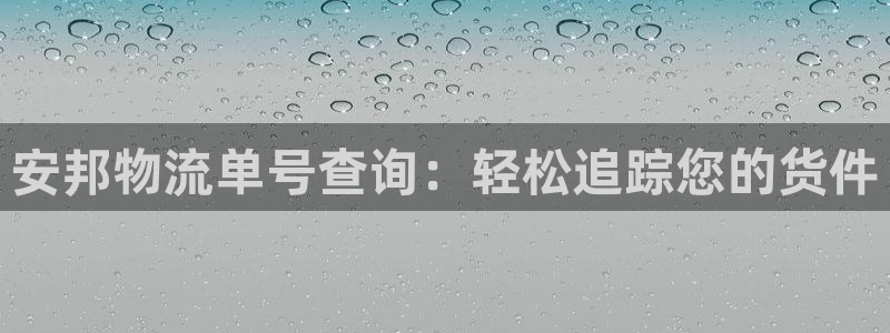 28圈链接多少：安邦物流单号查询：轻