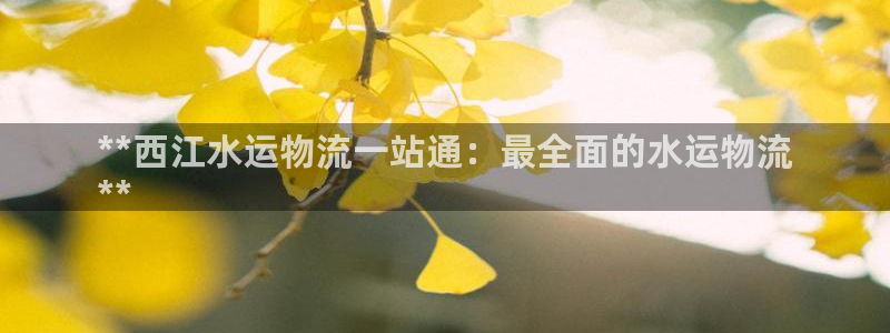 28圈官方网站预测：**西江水运物流